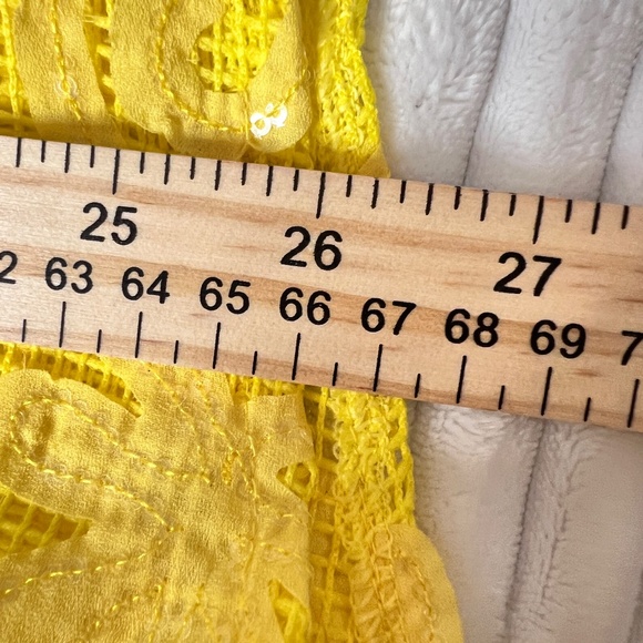 # A112   FT INC Sun-Kissed Boho Yellow Mesh Peplum Top  Festival vibes NWT  M - Picture 8 of 9